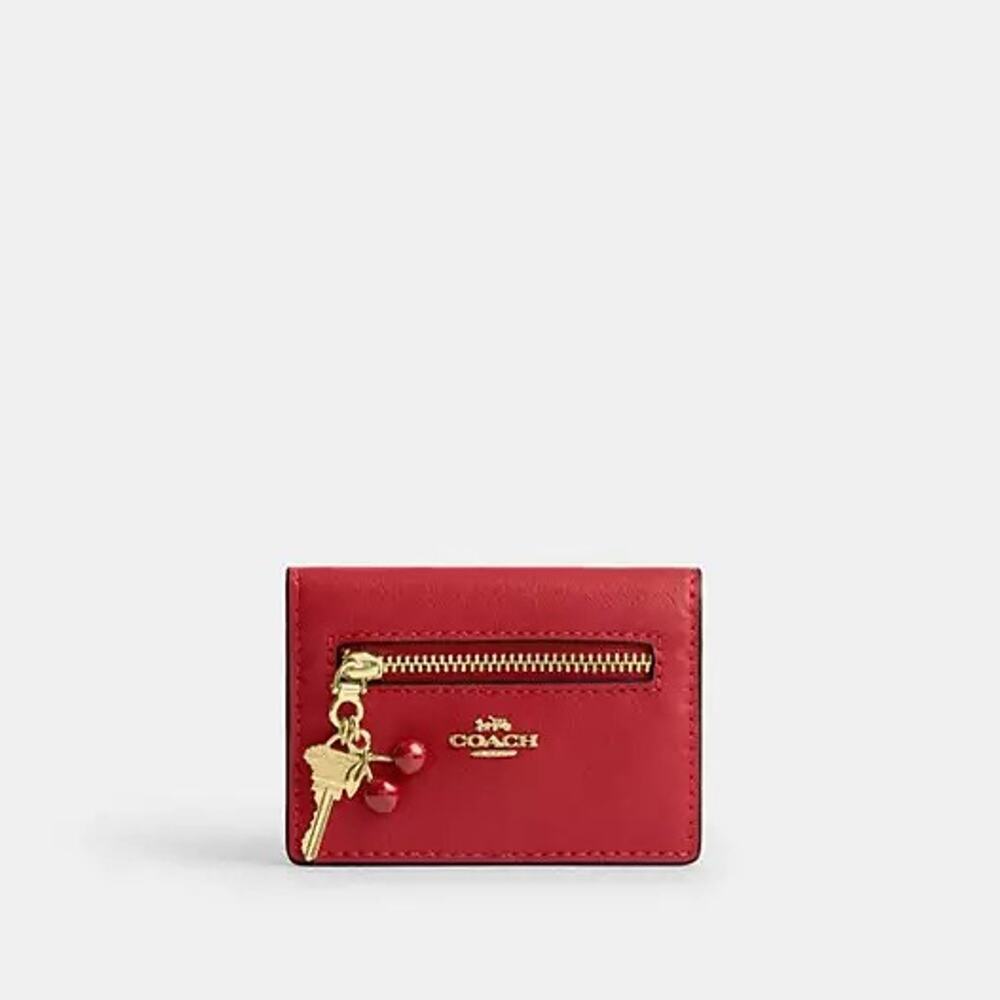 New‼️Coach Card Case With Charms CFX67 Gold/Poppy